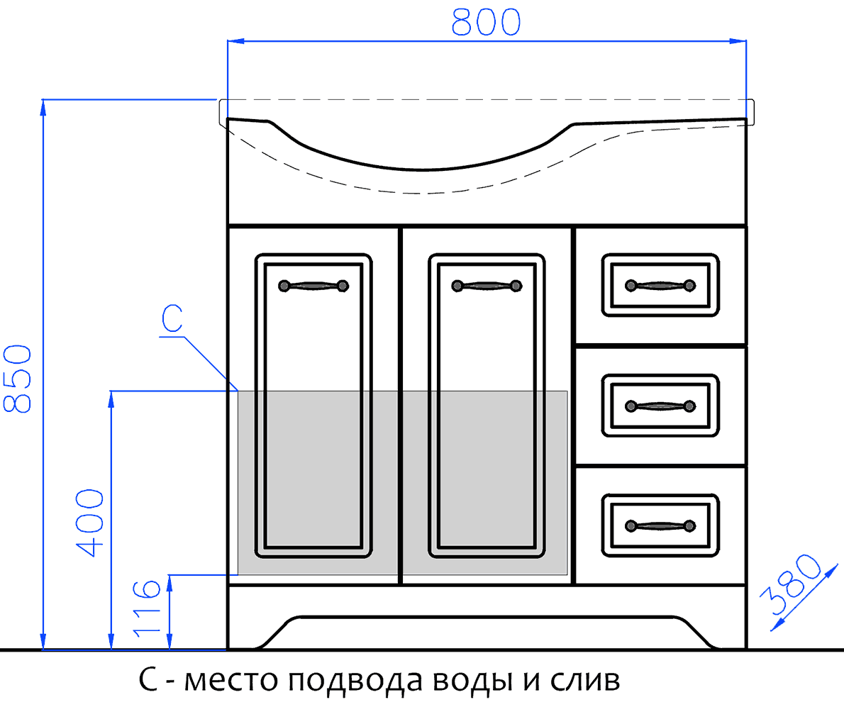 Style Line Олеандр-2 Тумба с раковиной Коралл 82 правая (карпатская ель)