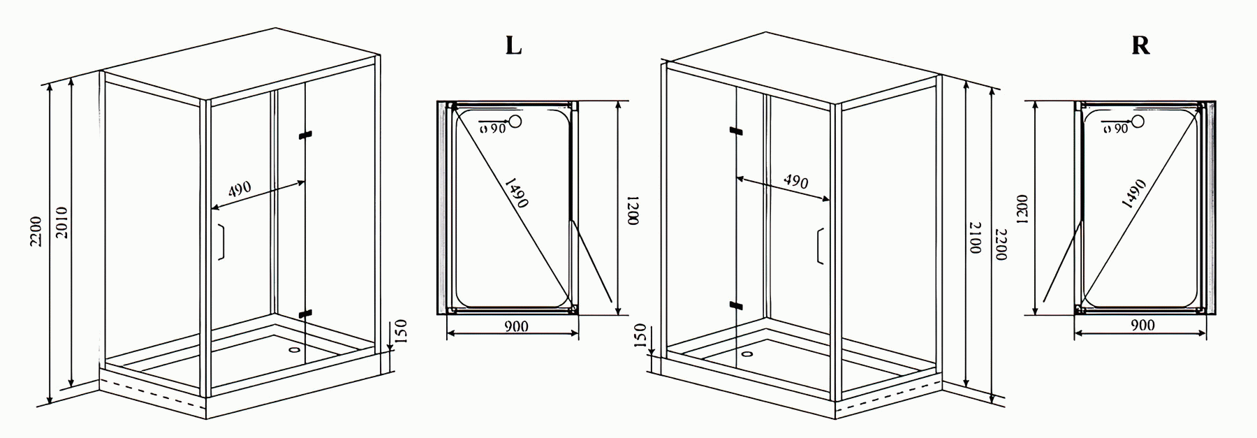 Timo PURO H-511 R Душевая кабина 90x120x220