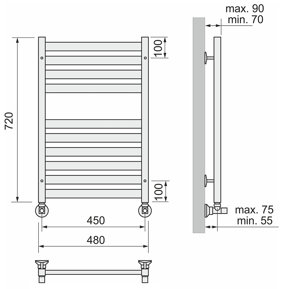 Terminus Грета П10 Полотенцесушитель водяной 450x720