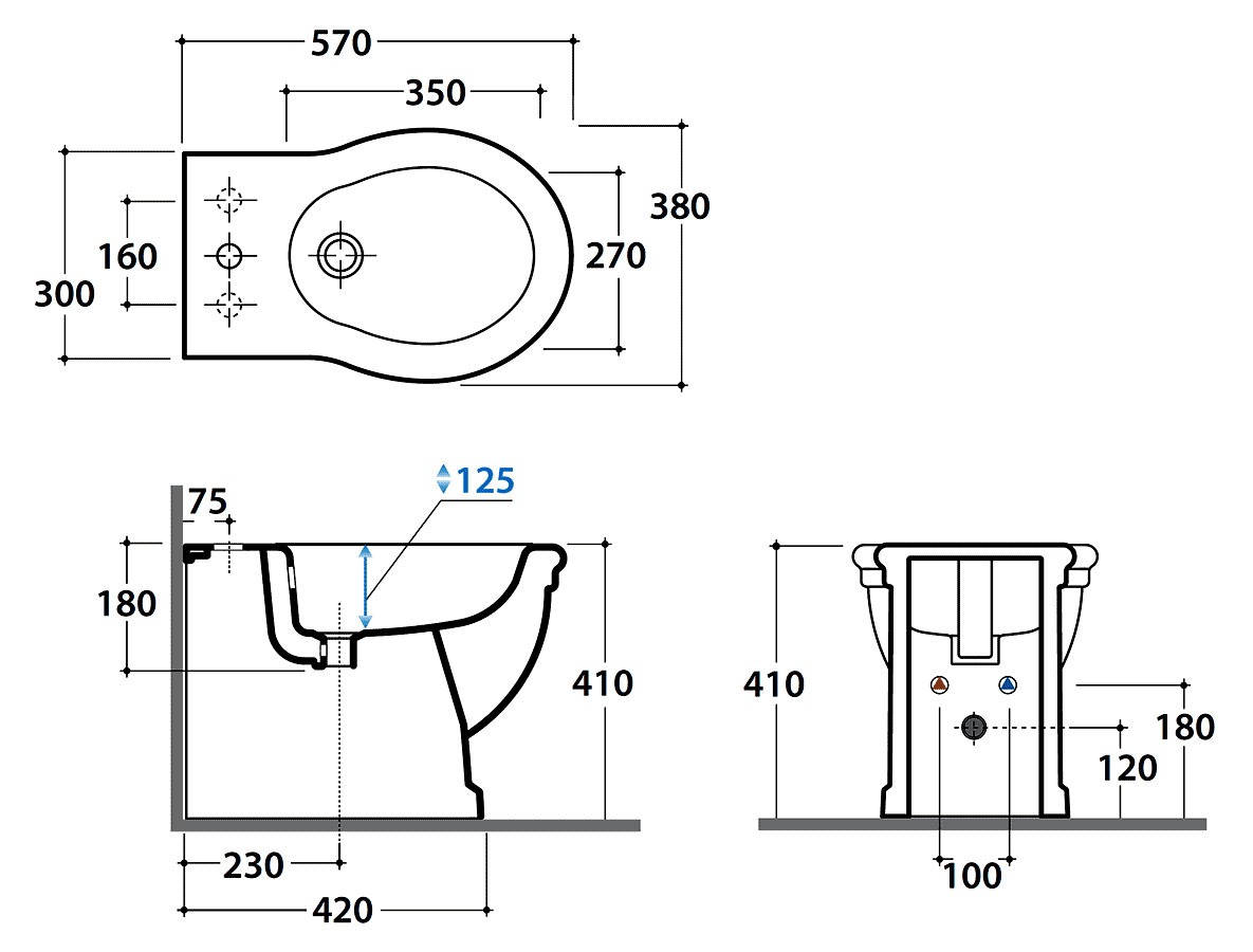 Globo Paestum PA026.BI  Биде напольное 570х380