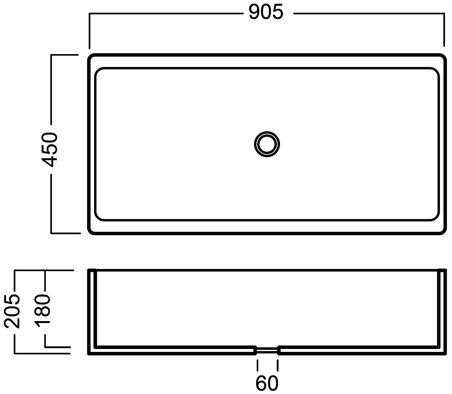 Hatria YN04 Раковина хозяйственная 905x450