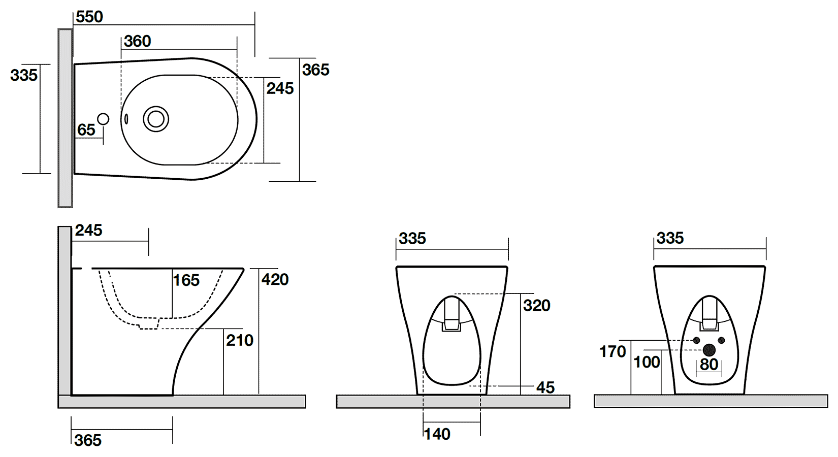 Kerasan Aquatech 372001 Биде напольное 550x365