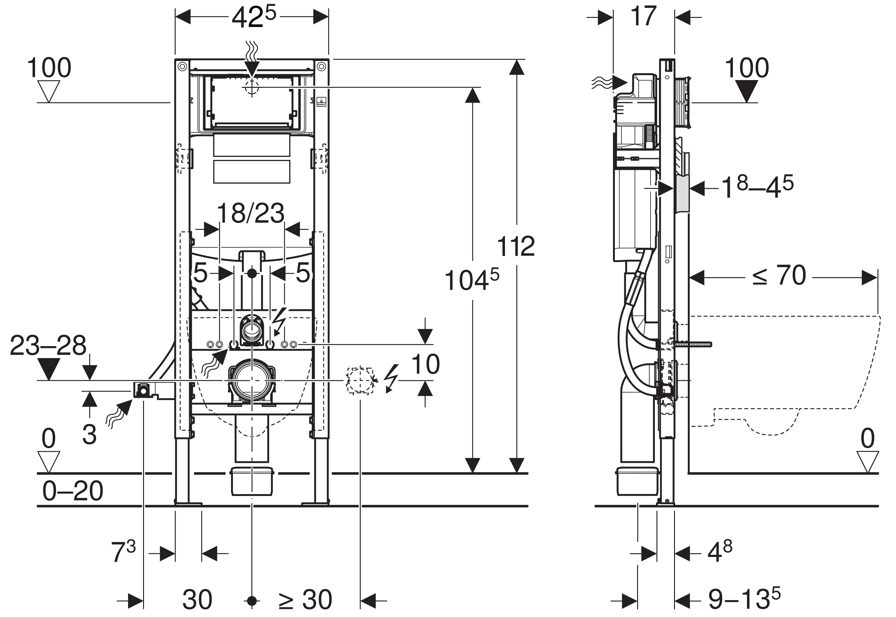 Geberit Duofix 111.350.00.5 Узкая монтажная рама для унитаза (Sigma)