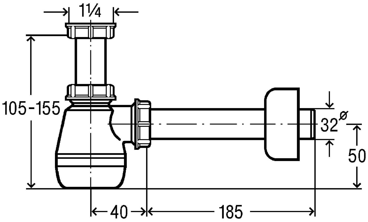 Viega 120337 Сифон 1-1/4"х32 для биде пластиковый с отводом (5555K)