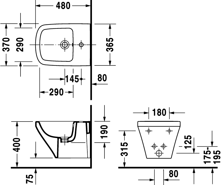 Duravit DuraStyle 228515  Биде подвесное Compact