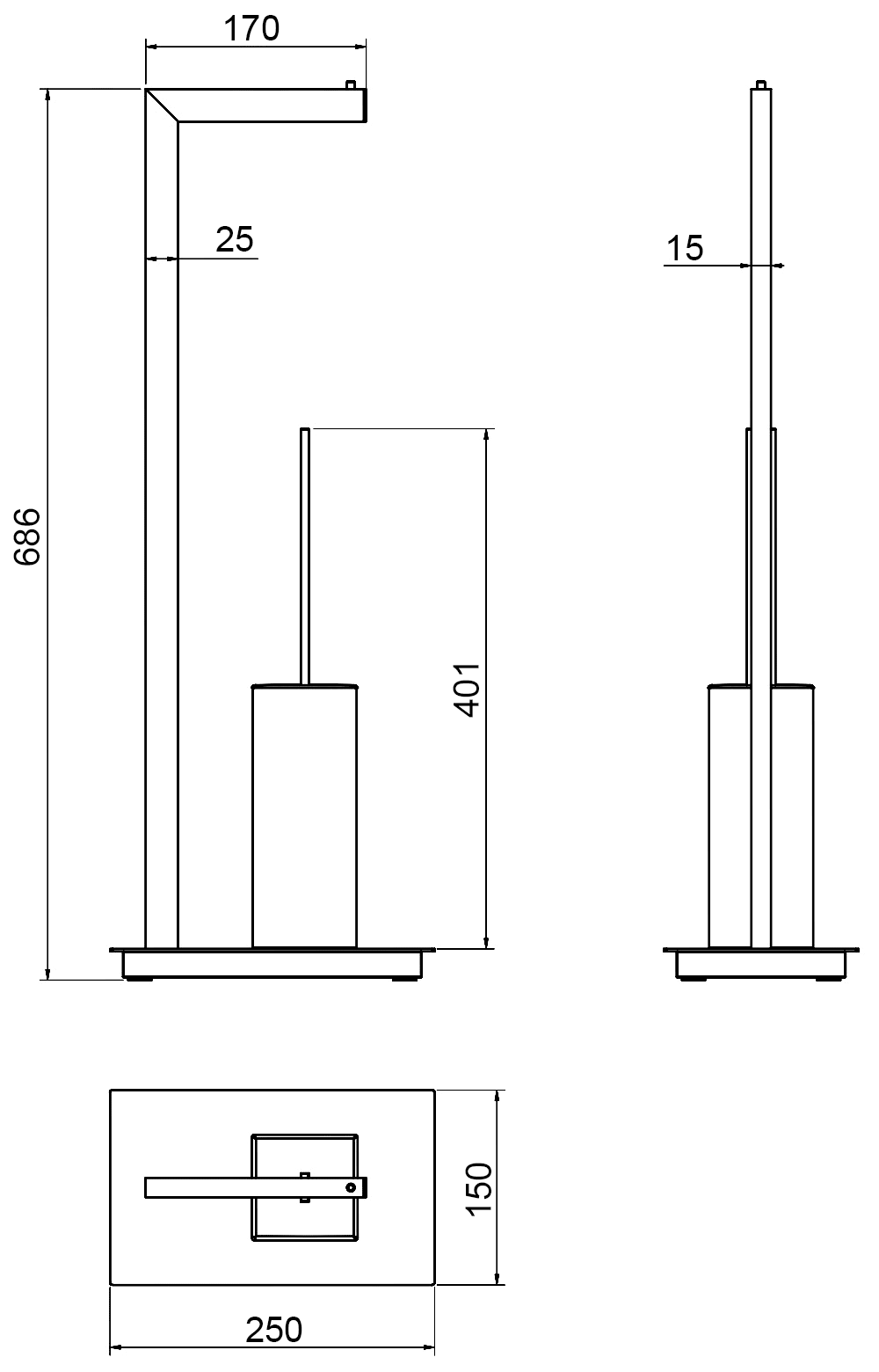 Langberger Alster 70481-BP Стойка напольная для унитаза (чёрный)