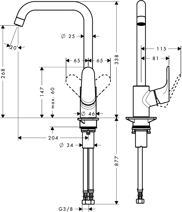 Hansgrohe Focus 31820 000  Смеситель кухонный высокий