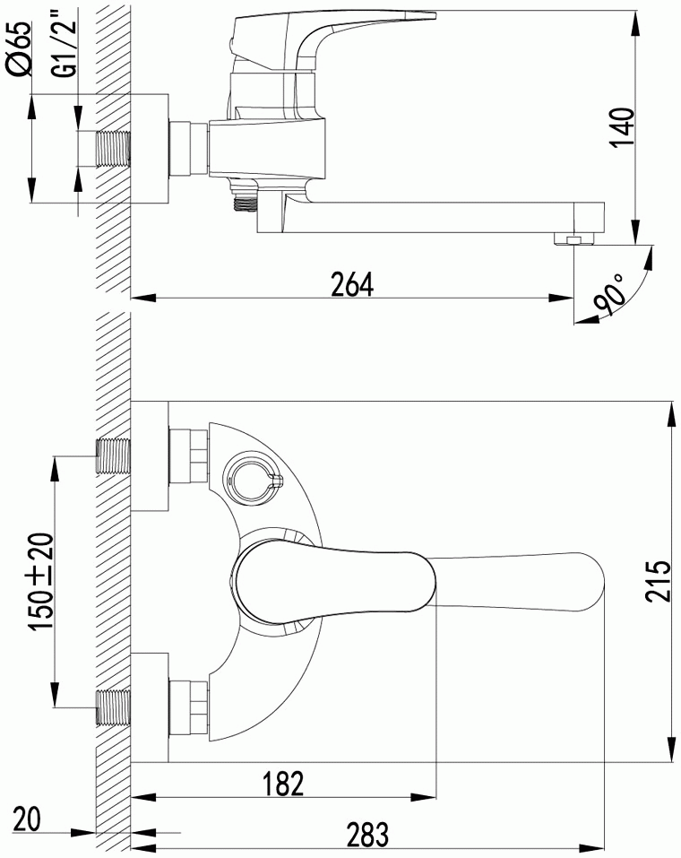 Lemark Shift LM4314C Смеситель для ванны с длинным изливом