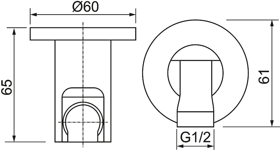 WasserKraft A022 Подключение душевого шланга 1/2" с кронштейном