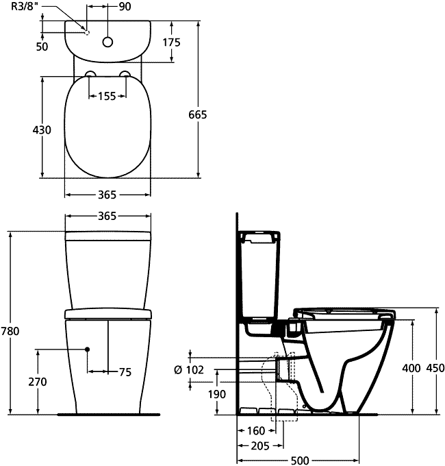 Ideal Standard Connect Arc E8037/E7856/E7127  Унитаз-компакт с сидением и крышкой SoftClose