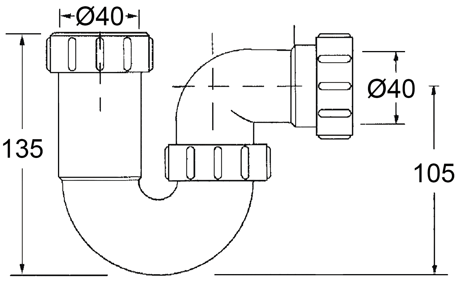 McAlpine 5255 Сифон 40х40 Р-образный