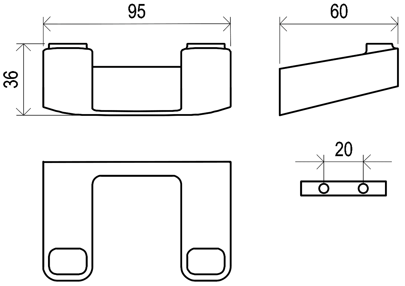 Ravak 10° X07P554 Крючок двойной (чёрный)