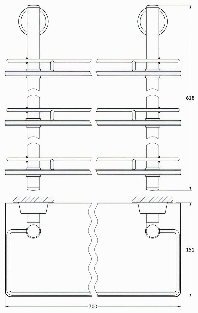 FBS Vizovice VIZ071 Полка 70 см 3-х ярусная