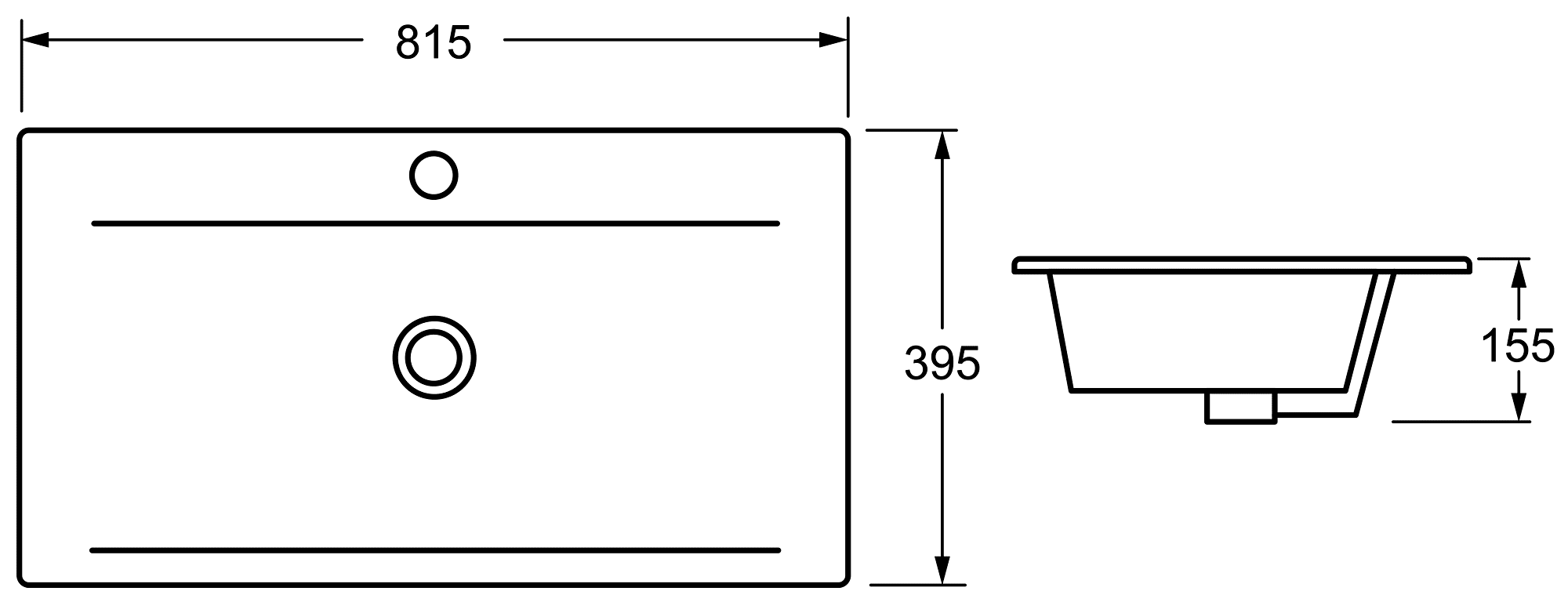 CeramaLux 9393-80 Встраиваемая/мебельная раковина 815x395