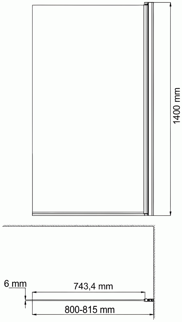 WasserKraft Berkel 48P01-80R Matt glass Штора для ванны 800x1400