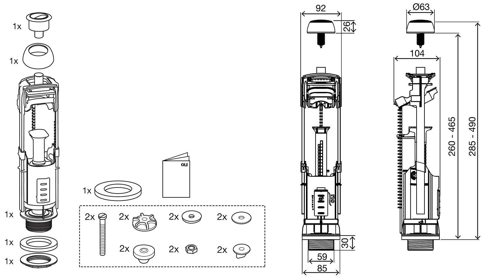 Oliveira Atlas 501121 Смывное устройство для унитаза (2 объёма)