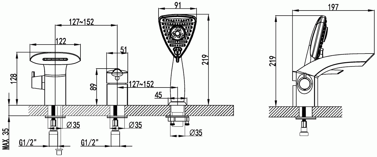 Lemark Mars LM3545C Смеситель на борт ванны