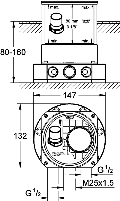 Grohe 45984 001 Монтажная часть для напольного смесителя