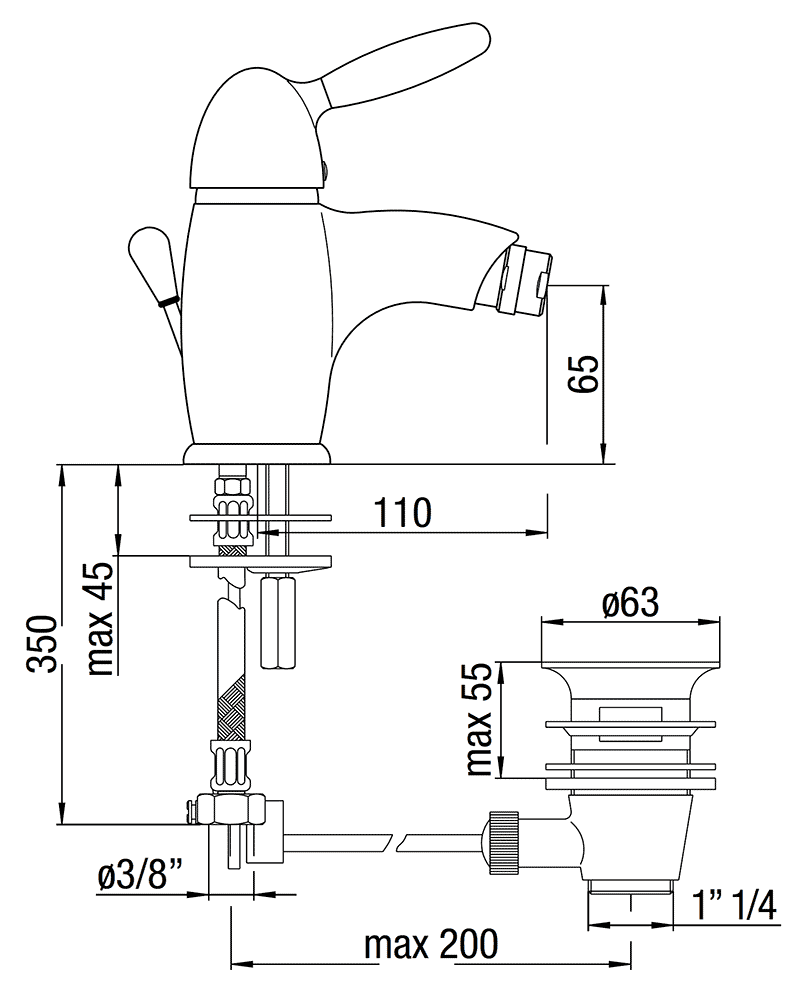 Nobili Uniko UK119/1CR  Смеситель для биде (хром)