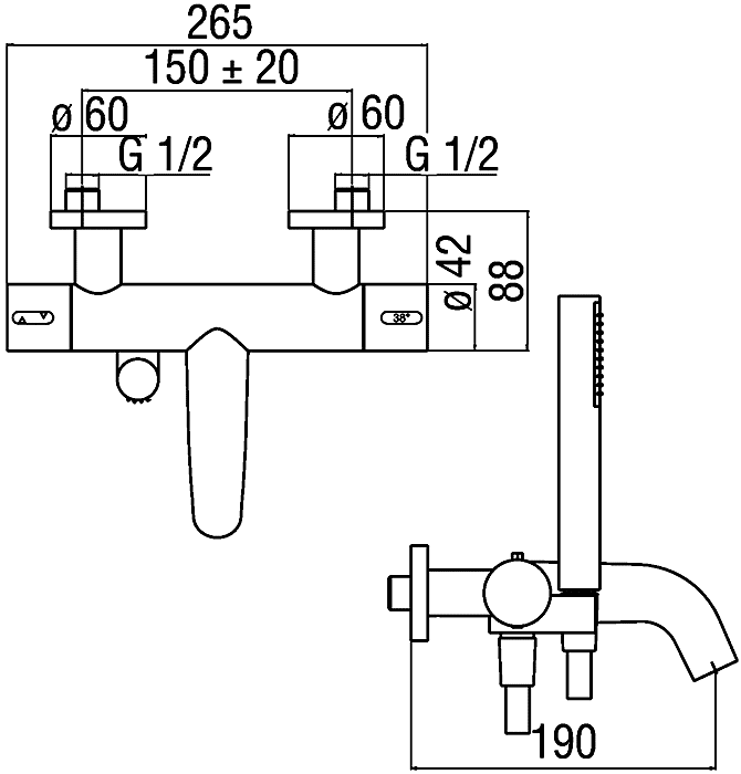 Nobili Likid LK00010/2  Термосмеситель для ванны с душем