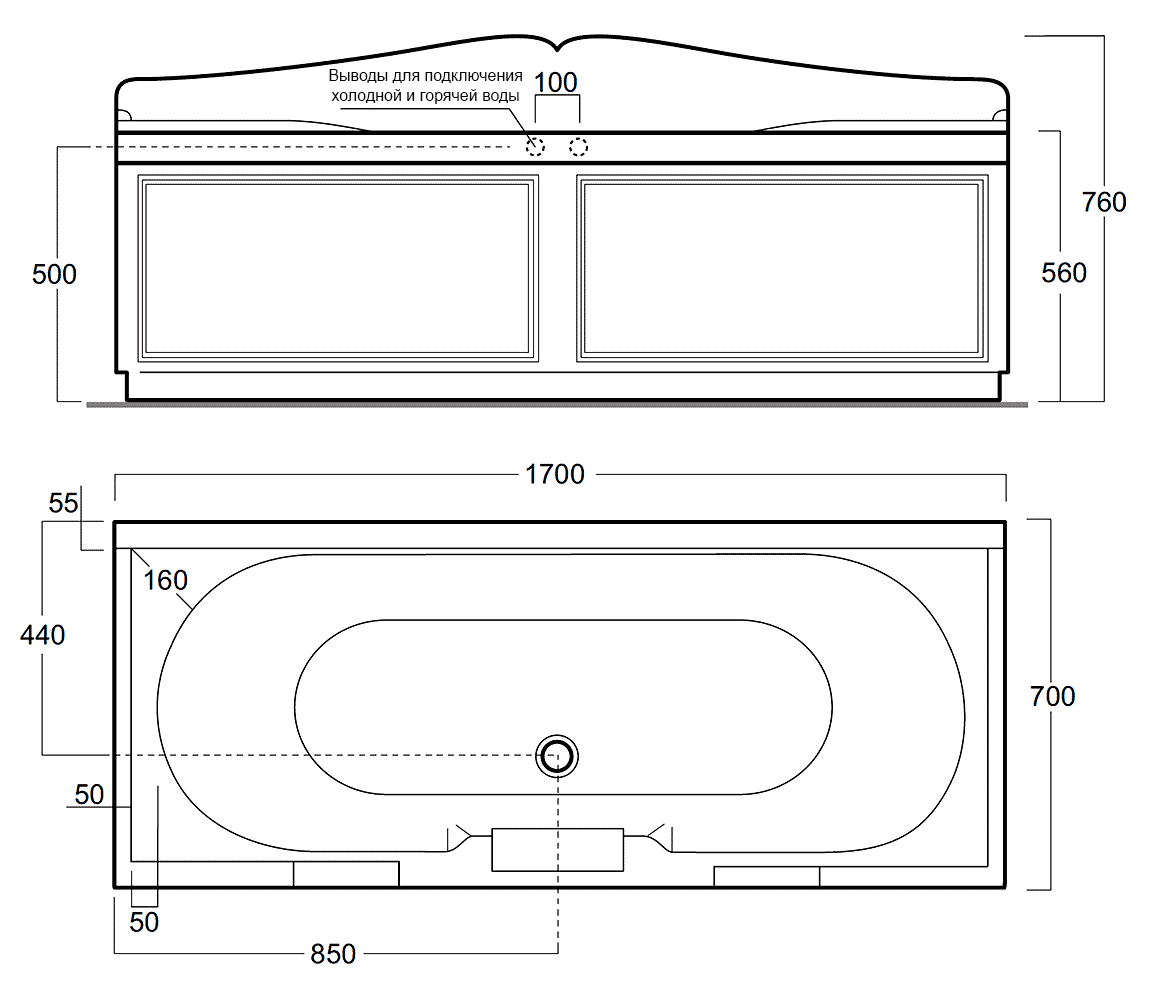 Simas VAT17/PFB17/PLRB17  Ванна акриловая 170x70 с фронтальной и боковой панелями
