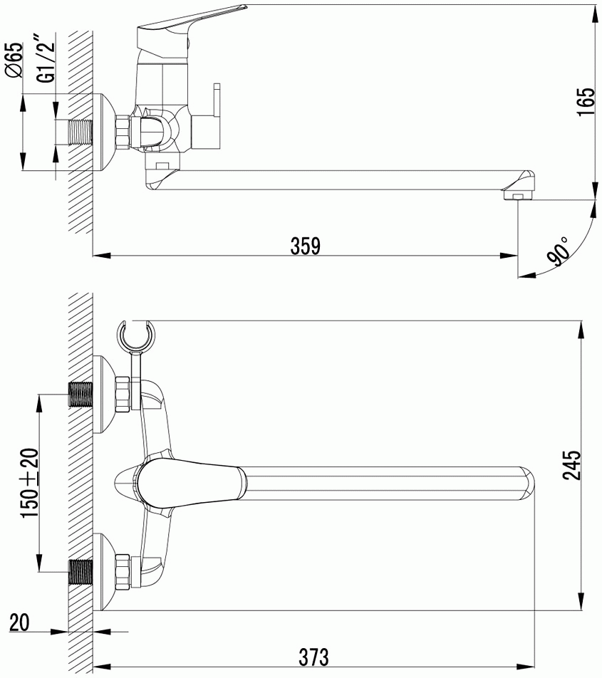 Lemark Partner LM6551C Смеситель для ванны с длинным изливом