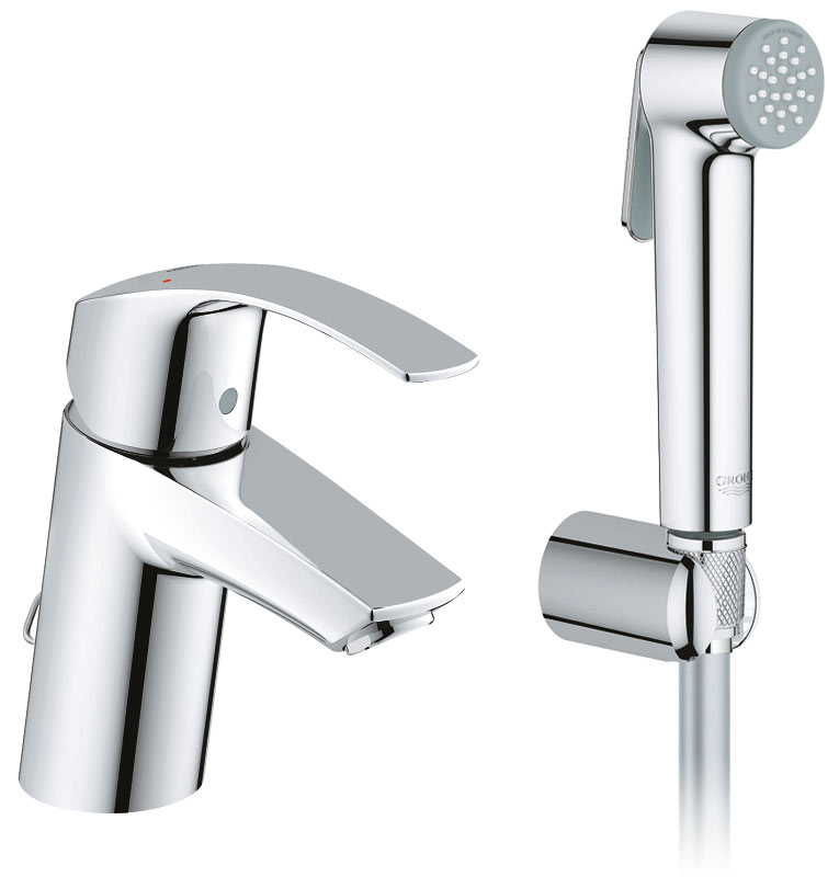 Grohe Eurosmart 23124 002 Смеситель для раковины с гигиеническим душем и цепочкой (S-Size)