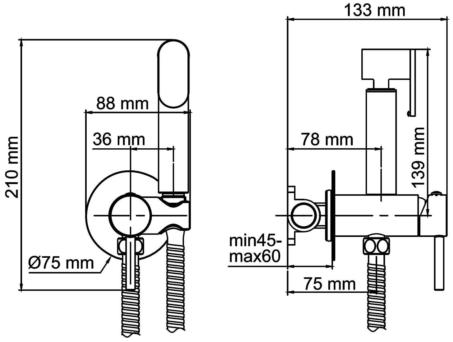 WasserKraft A70638 Встраиваемый смеситель с гигиеническим душем (чёрный)