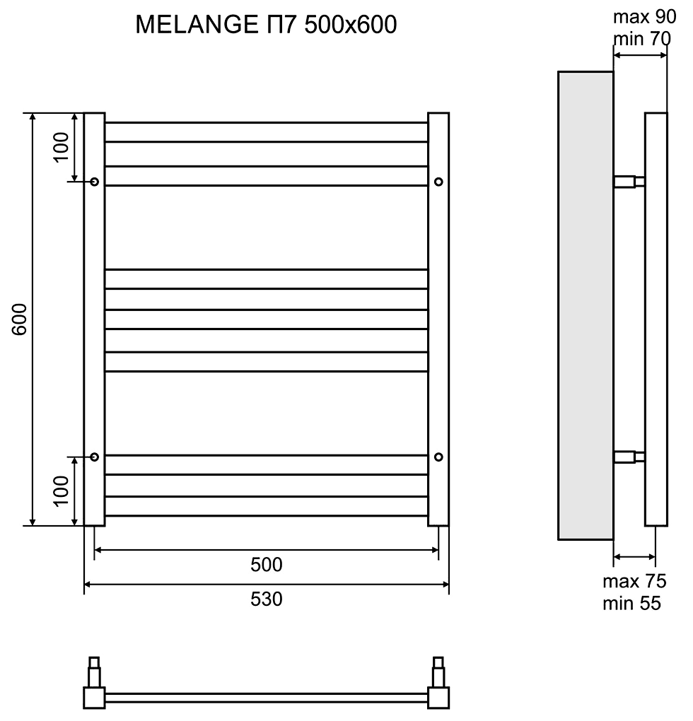 Lemark Melange LM49607E Полотенцесушитель электрический 300 Вт 500x600