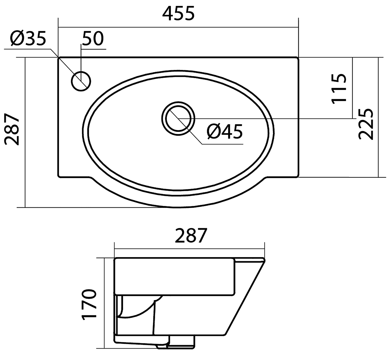 Santek Форум 1.WH11.0.542 Мини-раковина 455x280 (отверстие под смеситель слева)