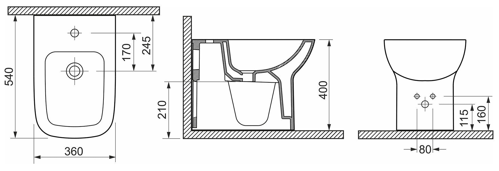 Vitra S20 5509B003-0288  Биде напольное (без отверстий)