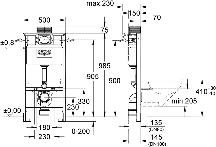 Grohe Rapid SL 38525 001 Система инсталляции для унитаза (высота 1.0 м)