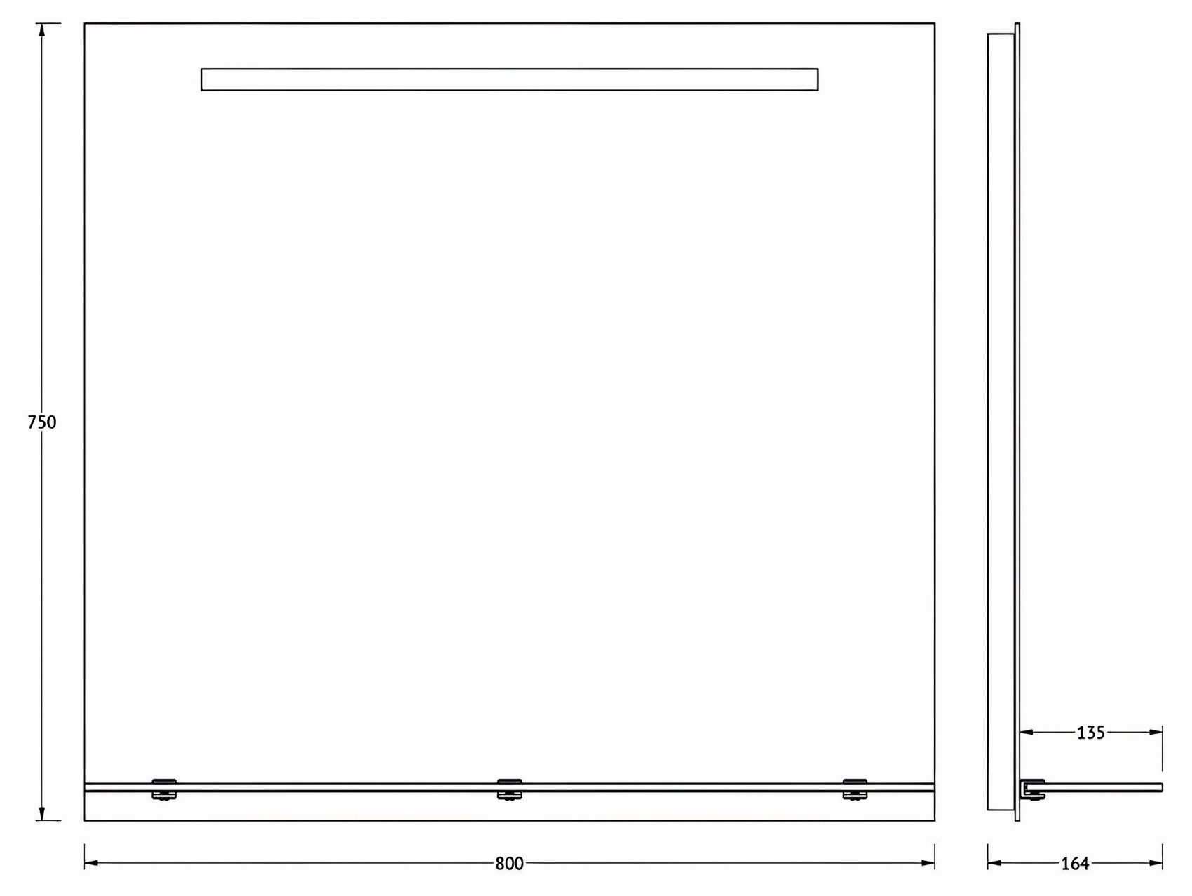 Evoform Ledline-S BY2156 Зеркало 800x750 с полочкой и LED-светильником