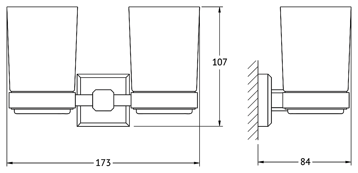 Artwelle Hagel 9928A Держатель с 2-мя стаканами (матовое стекло; хром)