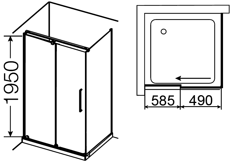 Provex S-LITE 0017SN/0003SW 05GL-L  Душевой уголок 800x1200x1950 (прозрачное стекло)