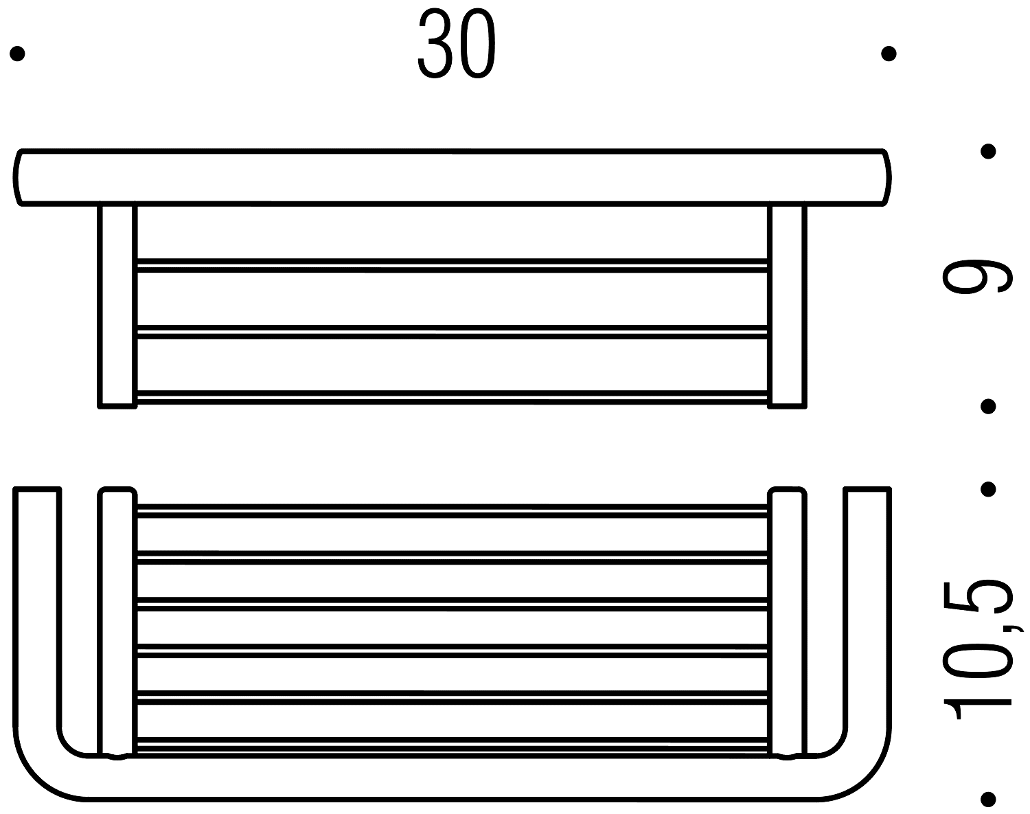 Colombo lulu B6232 HPS Полочка металлическая 30 см (золото)