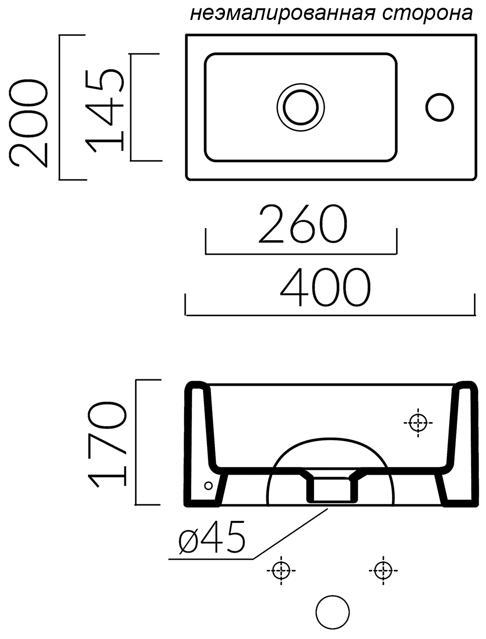 Galassia Plus Design 6030M Мини-раковина 400x200 с отверстием