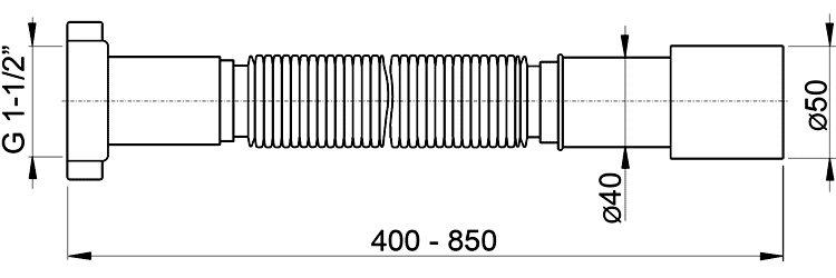 Alcaplast A707 Гофротруба 1-1/2"x40/50 (400-850 мм)