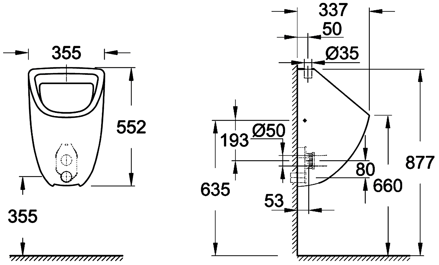 Grohe Bau Ceramic 39439 000 Писсуар с внешним подводом воды