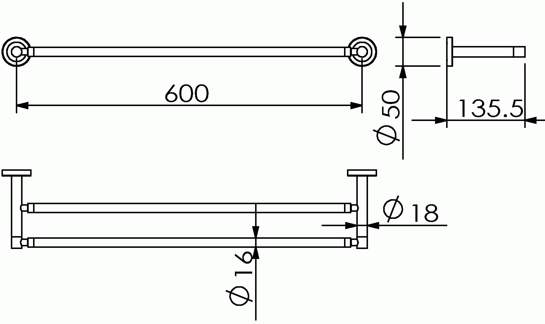 Langberger Burano 11002A Полотенцедержатель 2-ой 60 см