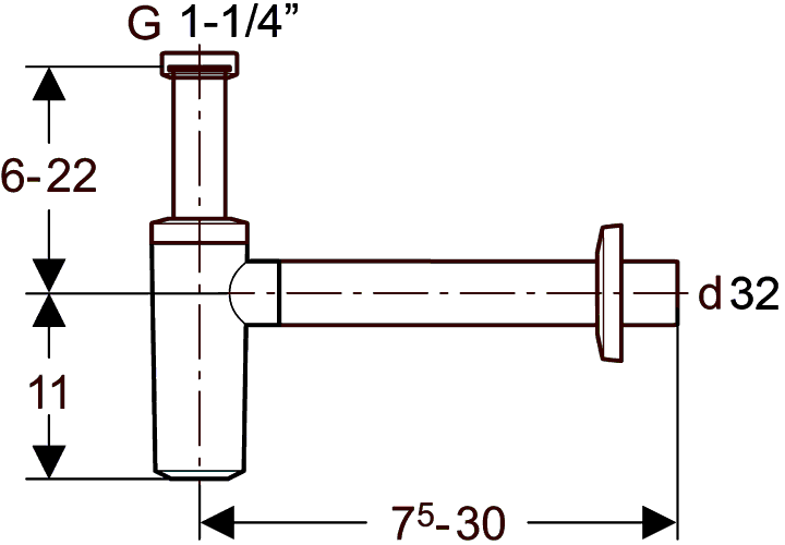 Geberit 151.034.21.1 Сифон 1-1/4"х32 для раковины (хром)