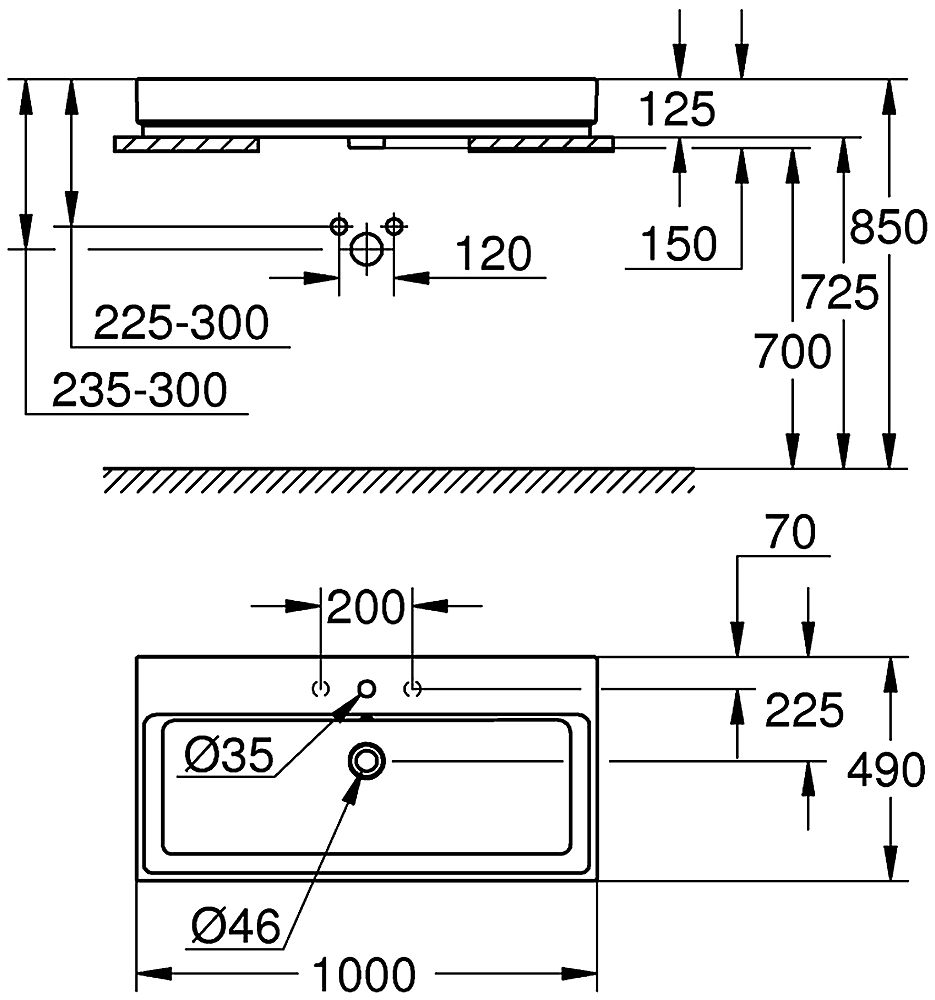 Grohe Cube Ceramic 39475 00H Раковина свободностоящая 1000x490
