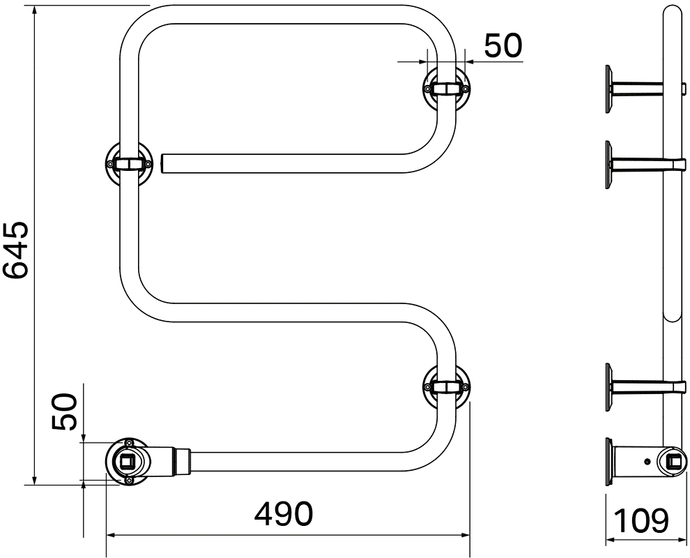 PAX TR65 3507-6 Электрический полотенцесушитель 40 Вт (хром)