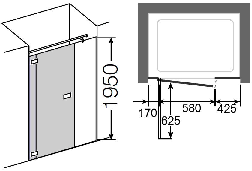 Provex E-LITE 1007 EI-T/EI-S 05GL-L  Дверь 1200x1950 в душевой проём (прозрачное стекло)