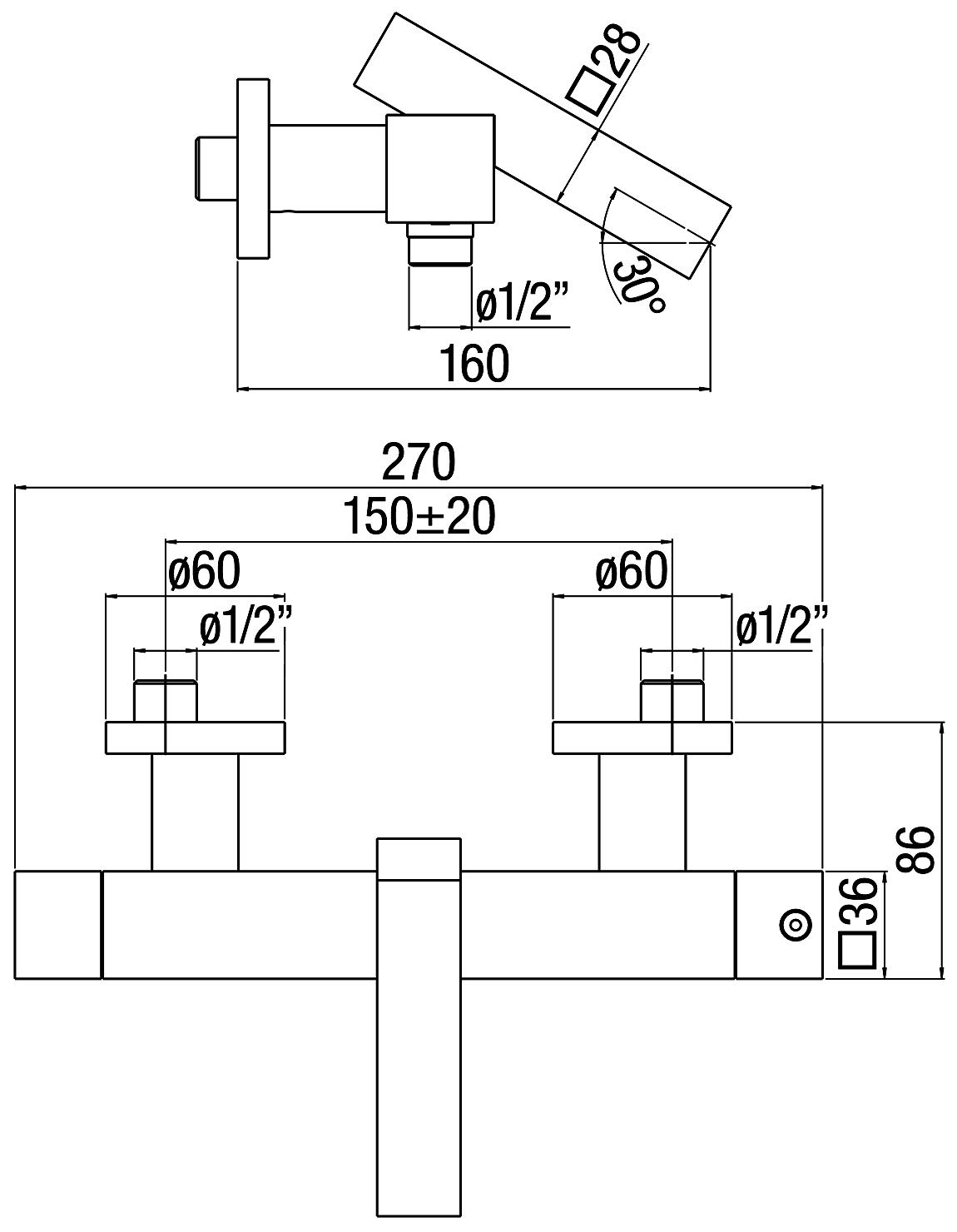 Nobili Tower TW00010/1 Термосмеситель для ванны с ручным душем