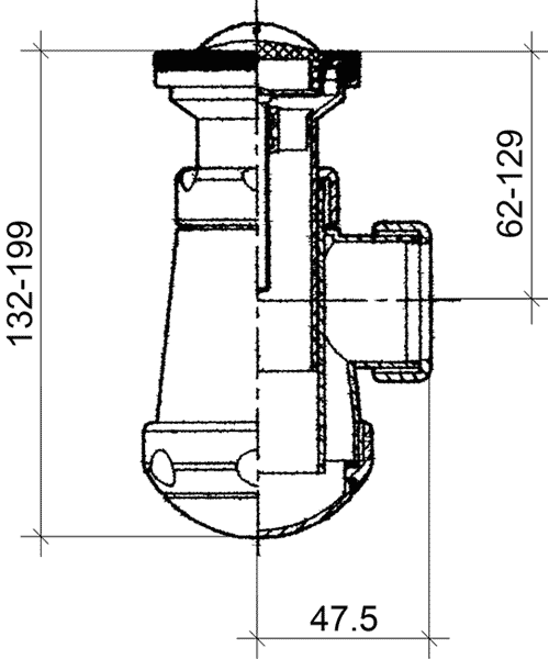 Jimten S-136 02226  Сифон 1-1/4"х70 со сливом и пробкой