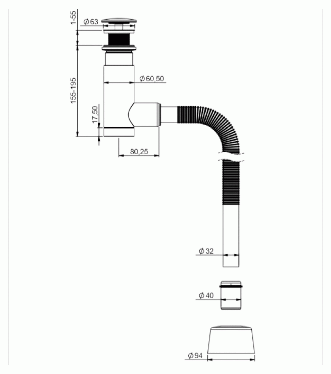 Prevex EasyClean 1532412 Сифон для раковины с гофротрубой