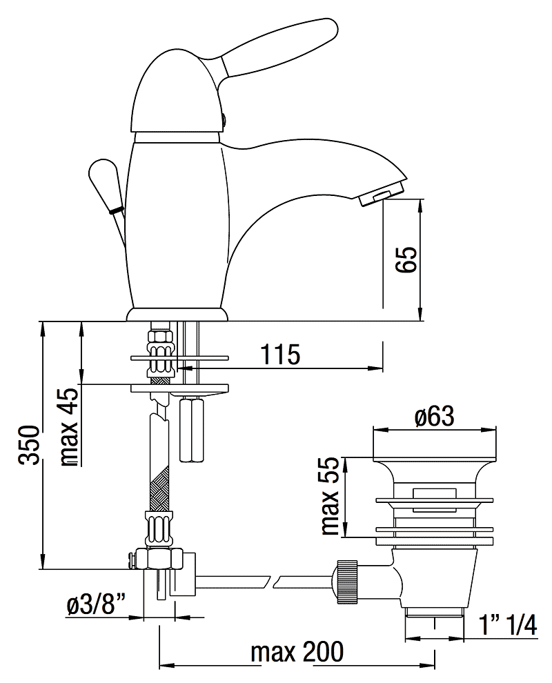 Nobili Uniko UK118/1CR  Смеситель для раковины (хром)