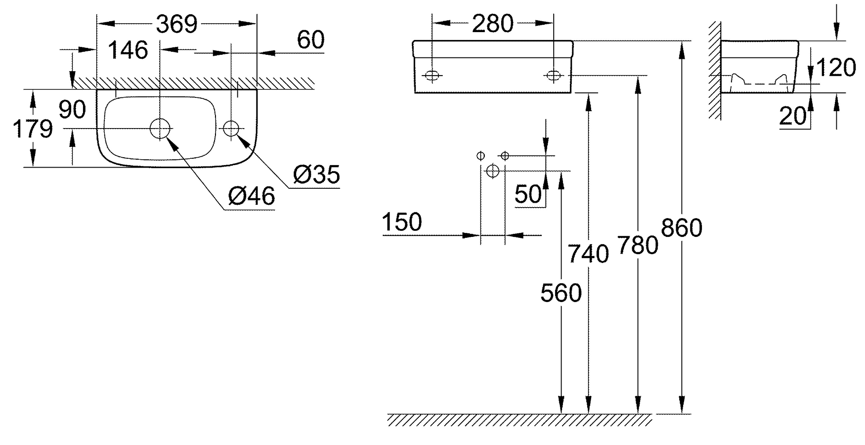 Grohe Euro Ceramic 39327 000 Мини-раковина 370x180