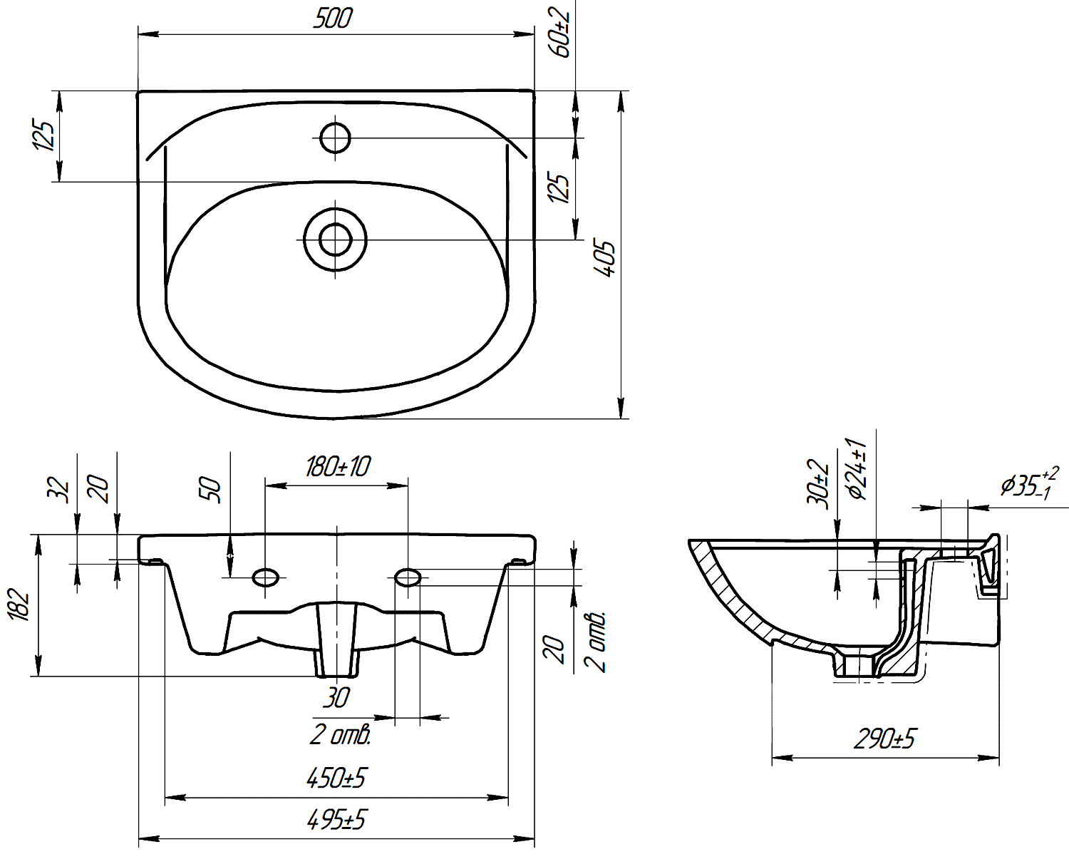 Cersanit Erica S-UM-ERI50/1-w Раковина мебельная 500x405